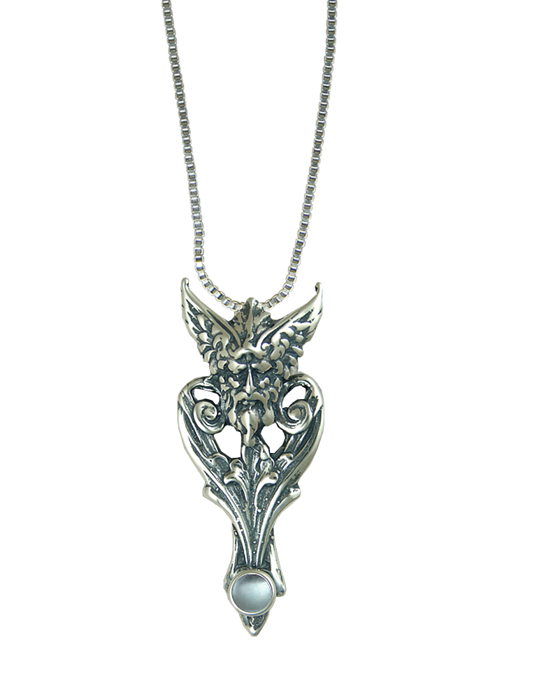 Sterling Silver Thor Viking Pendant With Blue Topaz